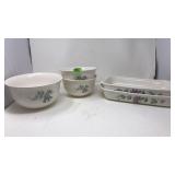 PFALTZGRAFF:3 NEST MIXING BOWLS& 2 CASSEROLE DISHS