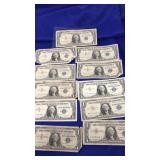 11 SILVER CERTIFICATE $1 BILLS