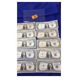 10 SILVER CERTIFICATE $1 BILLS