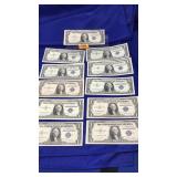 11 SILVER CERTIFICATE $1 BILLS