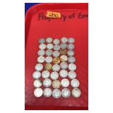 40 ROSSEVELT SILVER DIMES, ASSORTED DATES