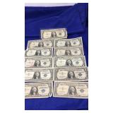11 SILVER CERTIFICATE $1 BILLS