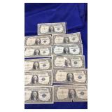 11 SILVER CERTIFICATE $1 BILLS
