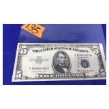 1953 B SERIES $5 SILVER CERTIFICATE