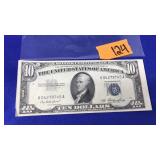 1953 SERIES $10 SILVER CERTIFICATE MISCUT