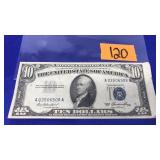1953 SERIES $10 SILVER CERTIFICATE MISCUT