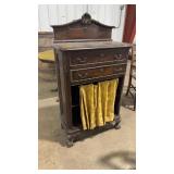 OAK 2 DRAWER OPEN BOTTOM CABINET CLAW FOOTED