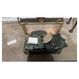 ANTIQUE FOOT LOCKER W/ MILITARY CONTENTS