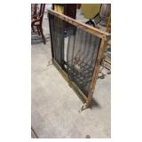 FIREPLACE SCREEN W/ IRON LOG HOLDER