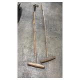 2 WOOD POLO MALLETS PAIR