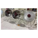 3 GLASS COOKIE JARS W LIDS