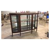 MAHOGANY MIRRORED BACK CURIO CABINET LIGHTED