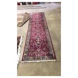 VINTAGE HAND KNOTTED RED WOOL RUNNER