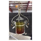 WROUGHT IRON & OMBRED GLASS SHADE CHANDILER