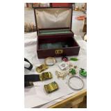 JEWELRY BOX W/ ASST BELTS & BUCKLES