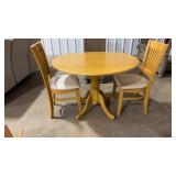 DROP LEAF OAK KITCHEN TABLE & 2 CHAIRS