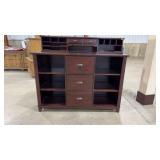 CHERRY STAINED CABINET W/ TOP SHELF