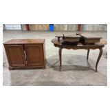 DREXEL FRENCH ACCENT TABLE & SIDE CABINET