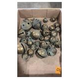 BOX LOT OF GRADUTED BRASS SLEIGH BELLS