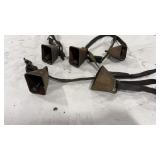 5 LEATHER MOUNTED GOAT BELLS