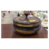 CARVED WOOD BOWL W/ LID