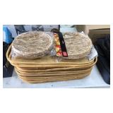 8 BAMBOO SERVING TRAYS & PAPER PLATE HOLDERS