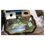DECORATIVE TRAY, 2 DECOR TISSUE BOXES, MISC