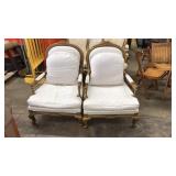 PAIR OF GOLD ETCHED & UPHOLSTERED ARM CHAIRS