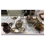 TABLE LOT OF ASST SILVER PLATE