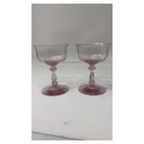 PAIR OF PINK DEPRESSION GLASS GOBLETS