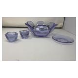 PURPLE FLORAL CENTERPIECE BOWL W/ 2 CANDLESTICKS