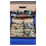 MENS JEWELRY BOX W/ ASST CUFF LINKS, TIE TACS, ETC