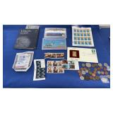 TRAY OF ASST STAMPS & FORIEGN CURRENCY