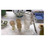MID CENTURY PITCHER & TUMBLER SET
