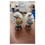 HAND PAINTED PORCELAIN BIRDS ON EGG