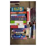 FLAT OF ASST VHS TAPES & BOOKS
