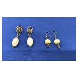 2 PAIRS OF CARVED EARRINGS