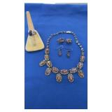 NECKLACE & 2 MATCHING PAIRS OF EARRINGS & 1 RING