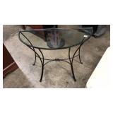 IRON & GLASS TOP OUTDOOR SIDE TABLE