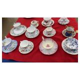 COLL OF ASST TEA CUPS & SAUCERS FINE CHINA
