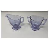 FOSTORIA MAYFAIR PINK DEP. GLASS CREAM & SUGAR