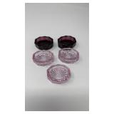 3 PURPLE & 2 DEEP AMETHYST SALT CELLARS