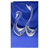 PAIR OF VINTAGE HAND BLOWN GLASS SWAN FIGURALS
