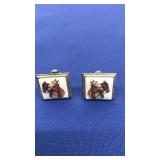 HAND PAINTED CUFF LINKS SET, HORSE HEADS
