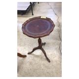 SCALLOPED EDGE LEATHER TOP PLANT STAND