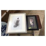 ALBERT STERNER FRAMED PORTRAIT & FRAMED LION ART