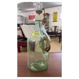GREEN GLASS JUG CONVERTED TO A LAMP