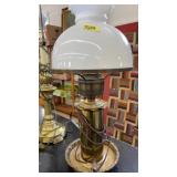 VINTAGE BRASS & MILK GLASS SHADE TABLE LAMP