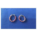 14K YG & BEADED HOOP EARRINGS