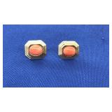 14K YG & SEMI PRECIOUS STONE STUD EARRINGS